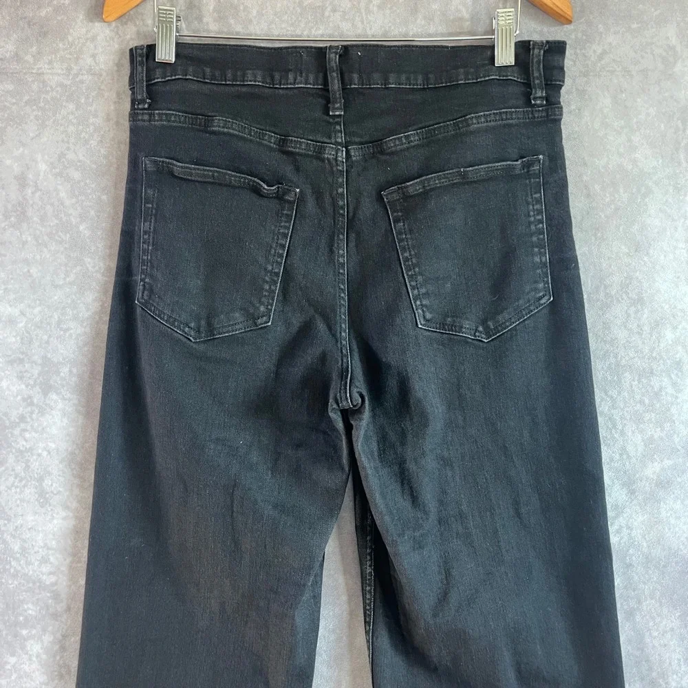 Reformation Emma High Rise Wide Leg Jeans Women‎ 31 Black Raw Hem Denim Casual